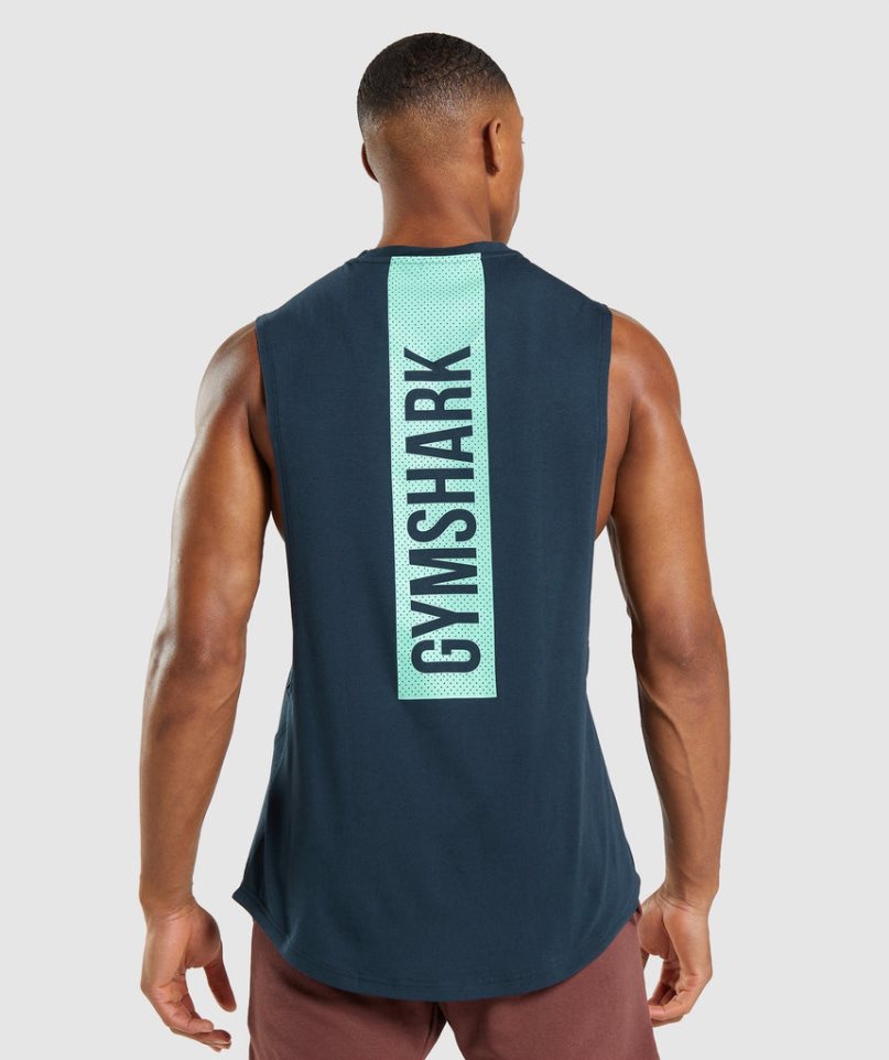 Podkoszulki Gymshark Bold Drop Arm Męskie Granatowe | PL 952JYS